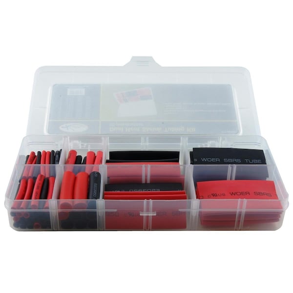 K-Tool International Heat Shrink Tube Assortment, Dual Wall, 3:1 I.D. Shrink Ratio, Black, Red, 45 mm, 75 mm KTI-00034 - main